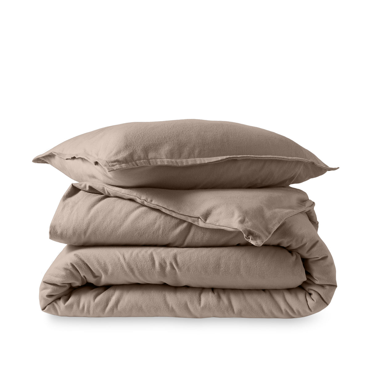 Flannel duvet set folded and stacked