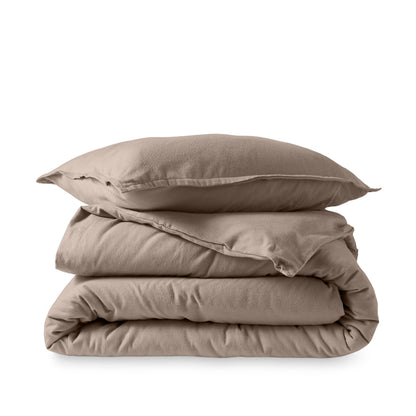 Flannel duvet set folded and stacked
