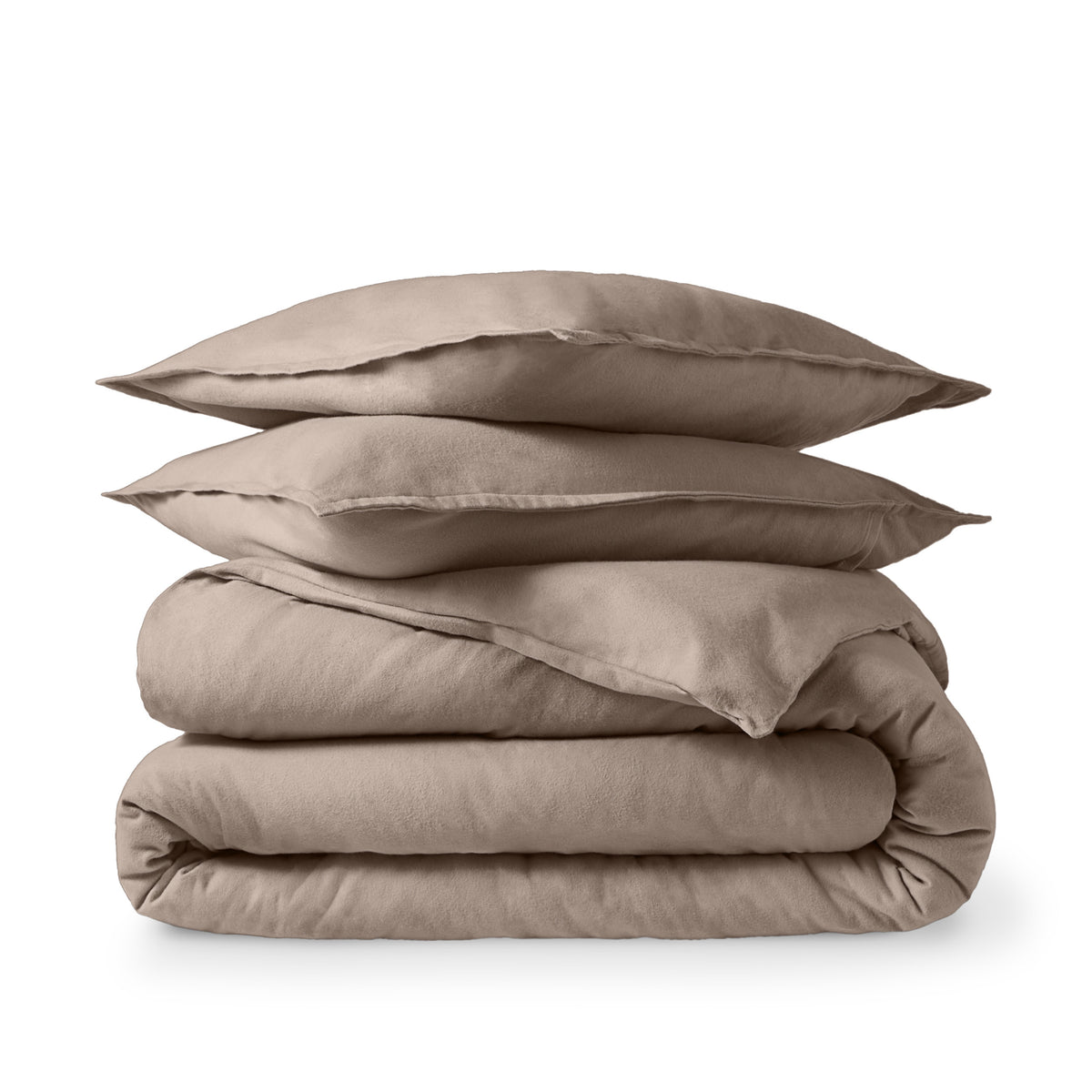 Flannel duvet set folded and stacked