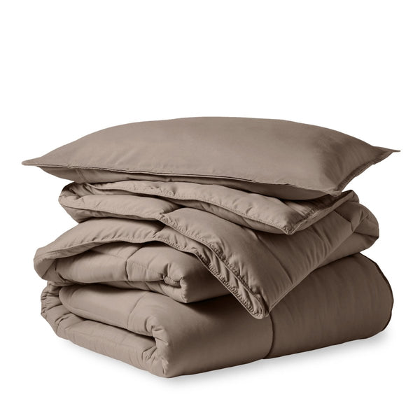 A down alternative comforter folded neatly