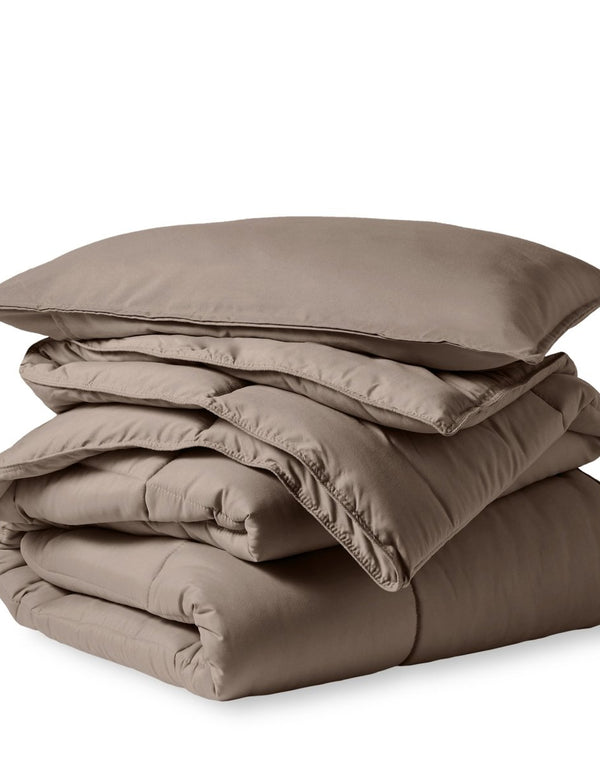 A down alternative comforter folded neatly