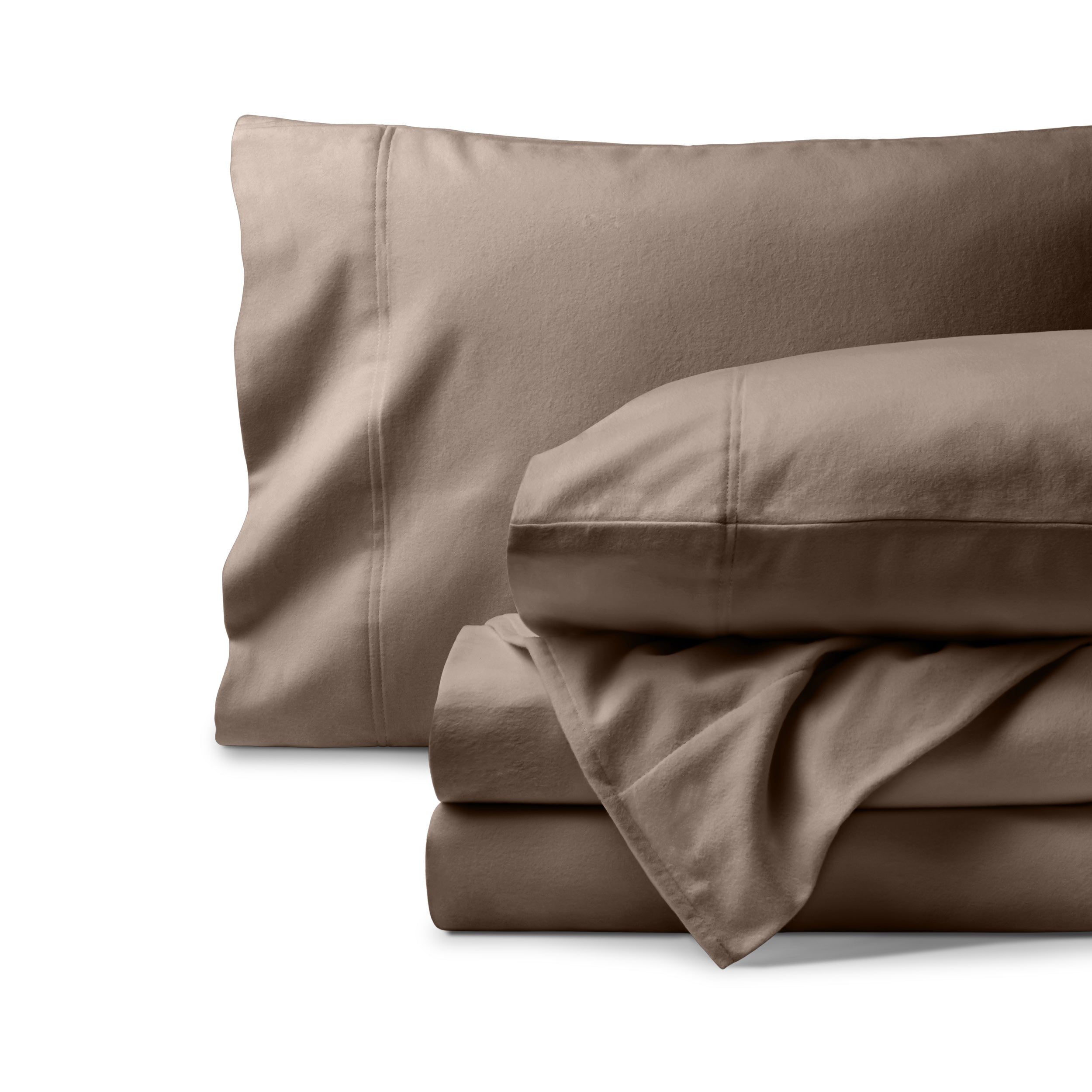 Organic flannel sheet set neatly folded