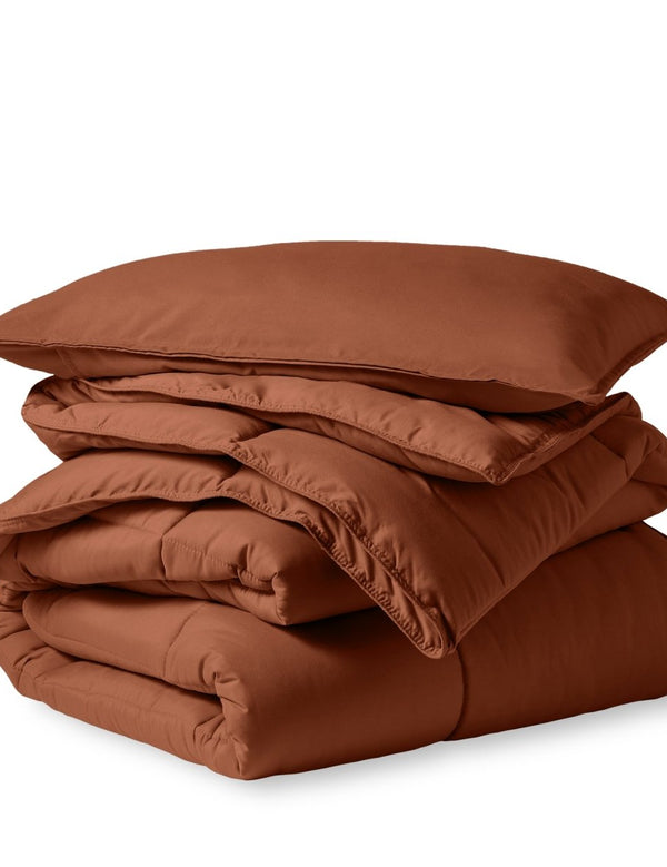 A down alternative comforter folded neatly