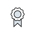 Ribbon badge icon in a circle representing trust