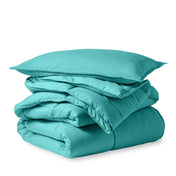 A down alternative comforter folded neatly