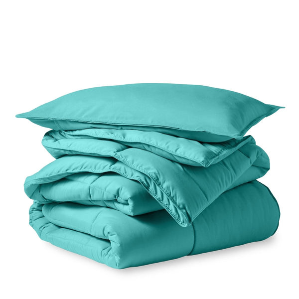 A down alternative comforter folded neatly