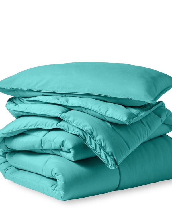 A down alternative comforter folded neatly