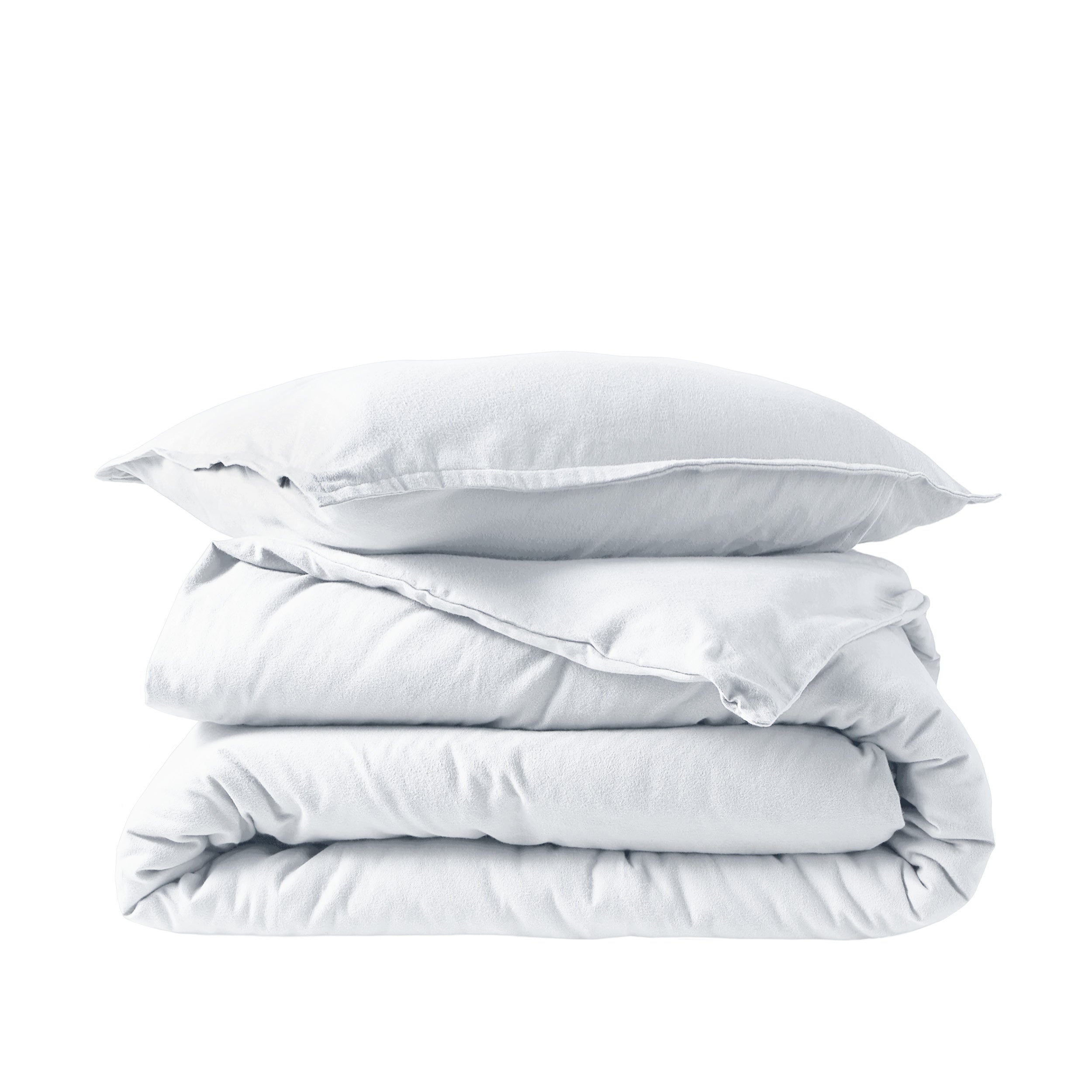 Flannel duvet set folded and stacked
