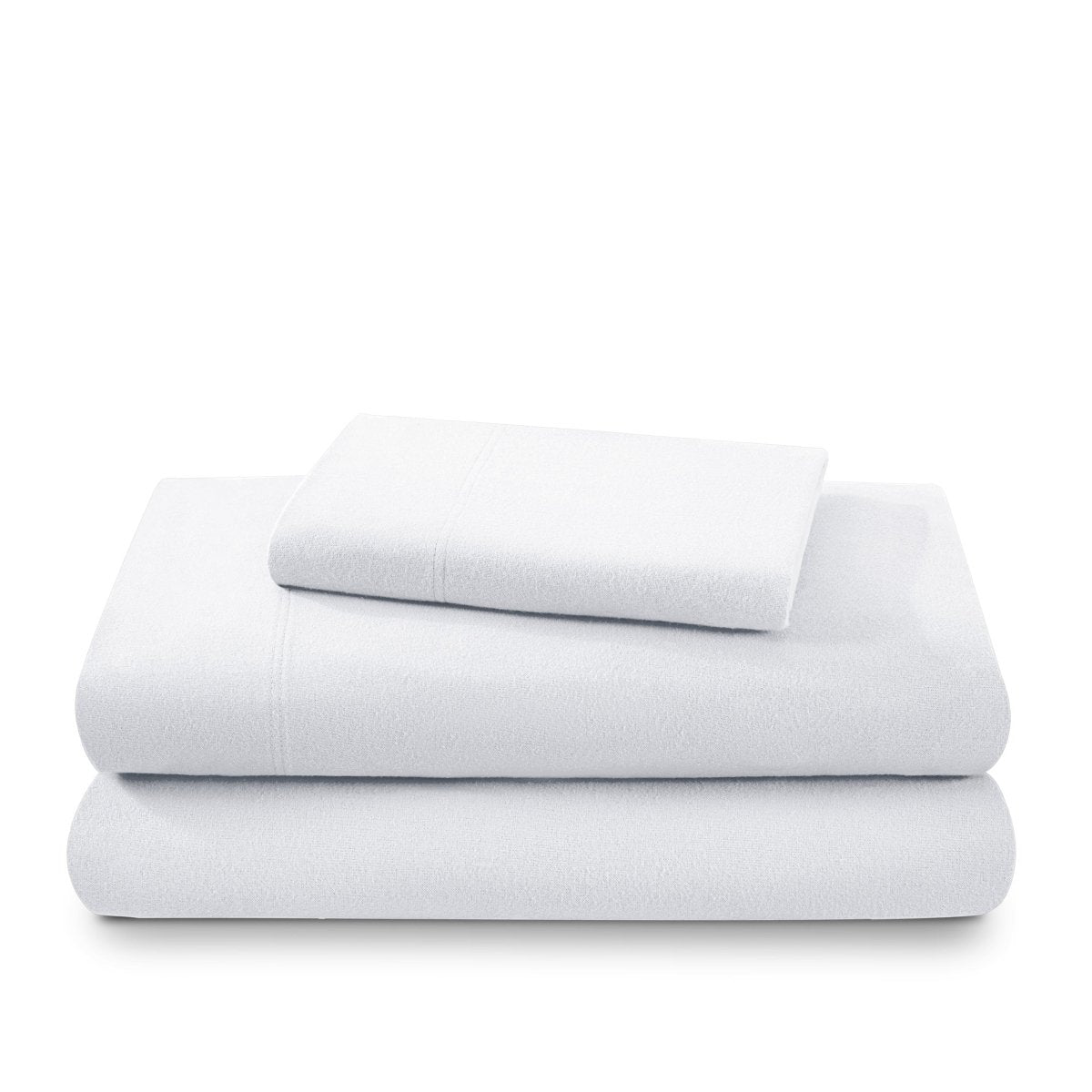 Flannel sheets and pillowcases folded and stacked