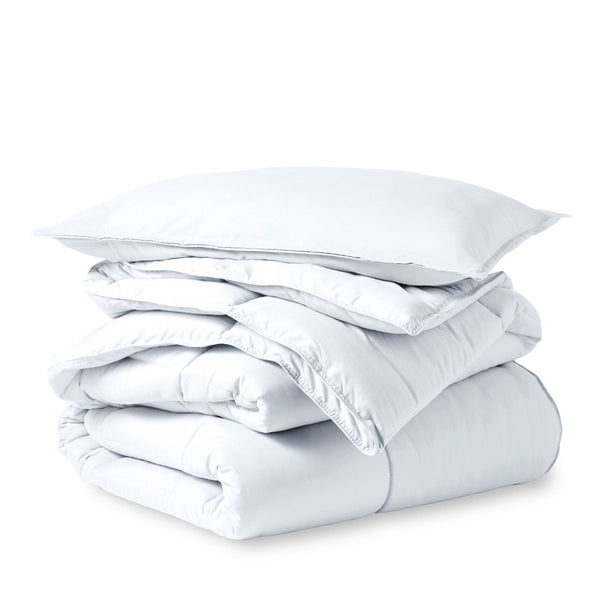 A down alternative comforter folded neatly
