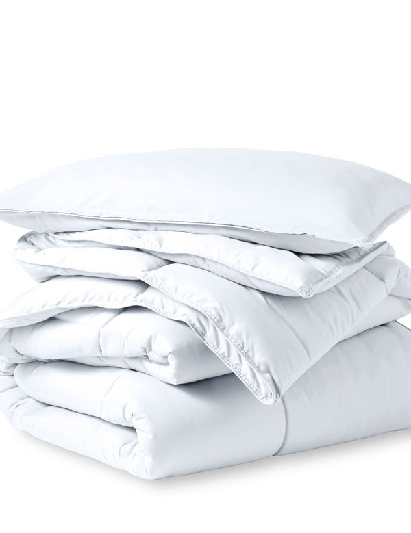 A down alternative comforter folded neatly