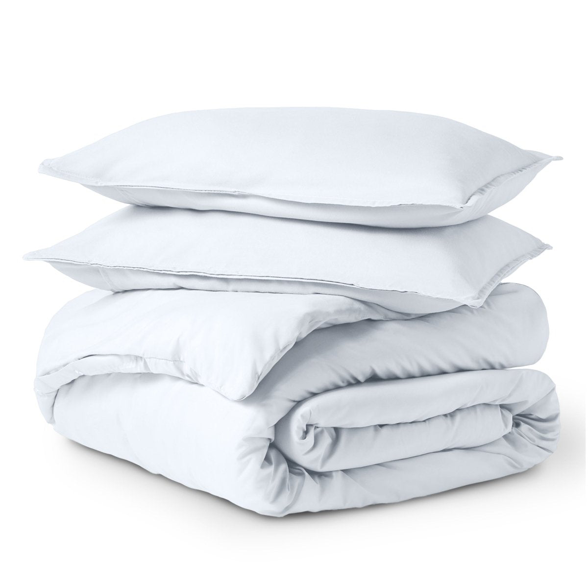 Solid color duvet set folded and stacked