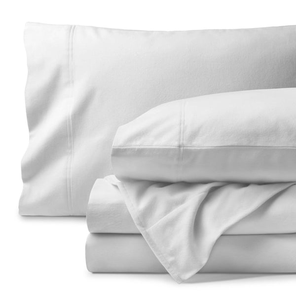 Organic flannel sheet set neatly folded