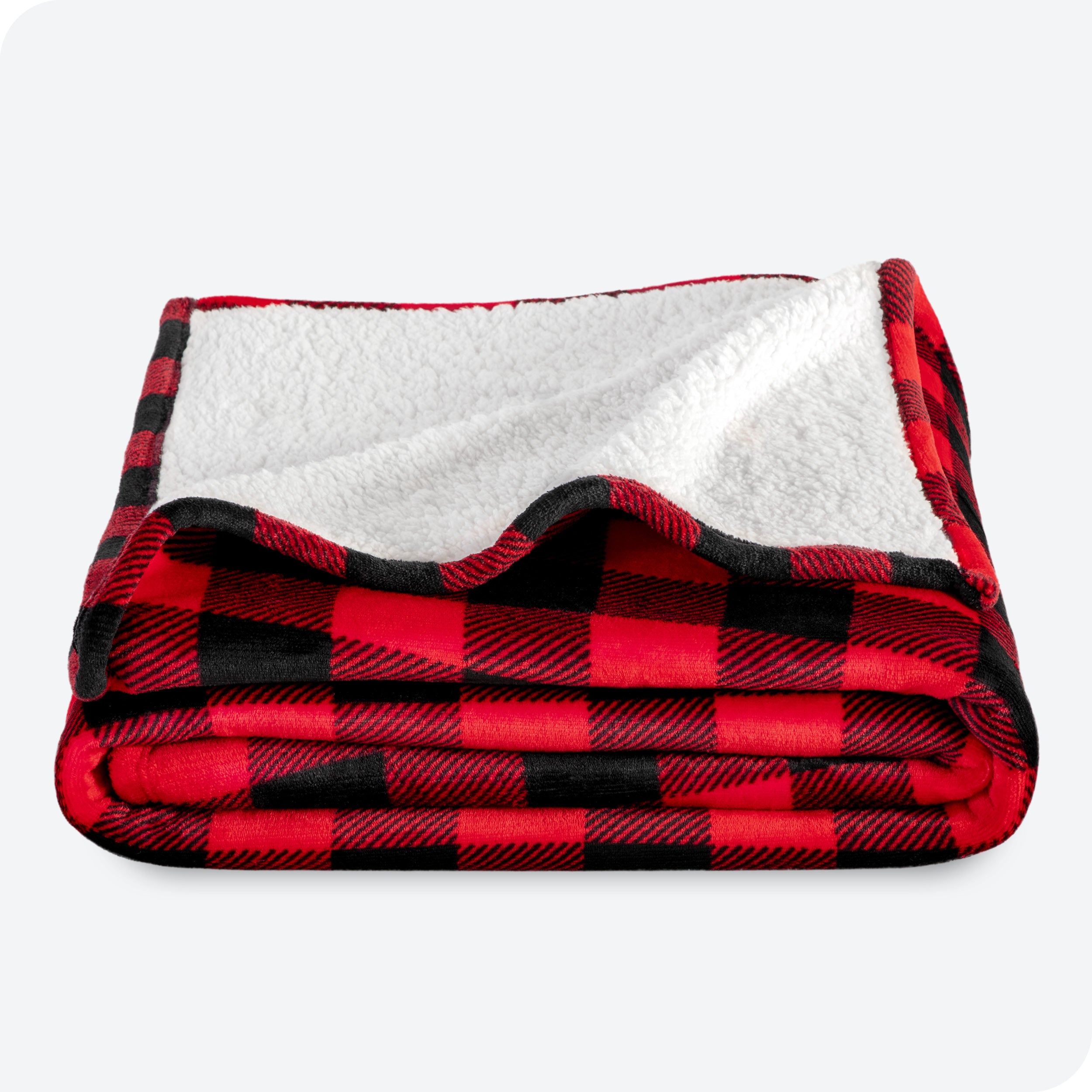 Buffalo Plaid Red Black Sherpa Blanket folded