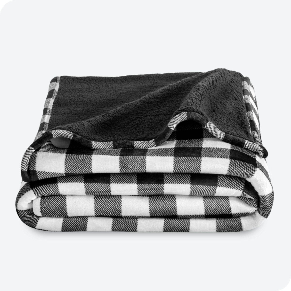 Buffalo Plaid White Black Sherpa Blanket