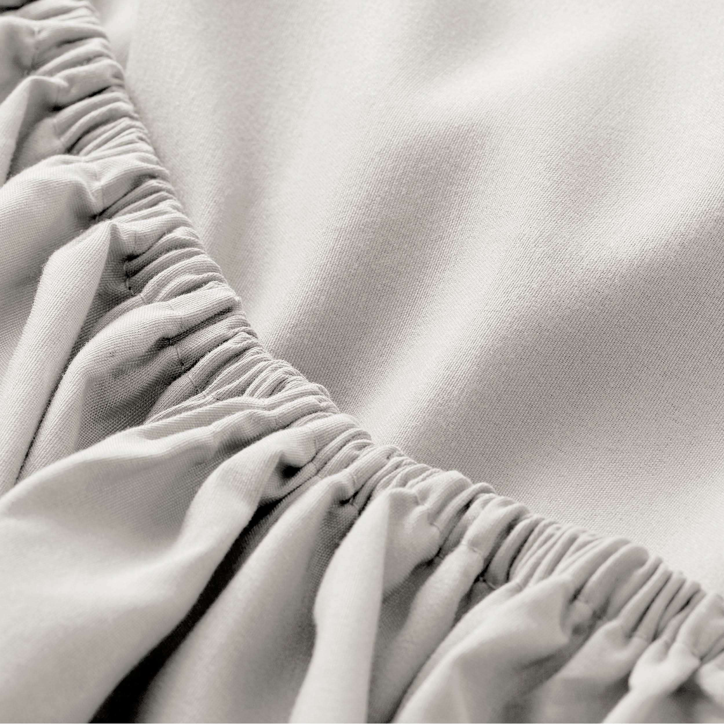 Close up of the elastic on a fitted sheet