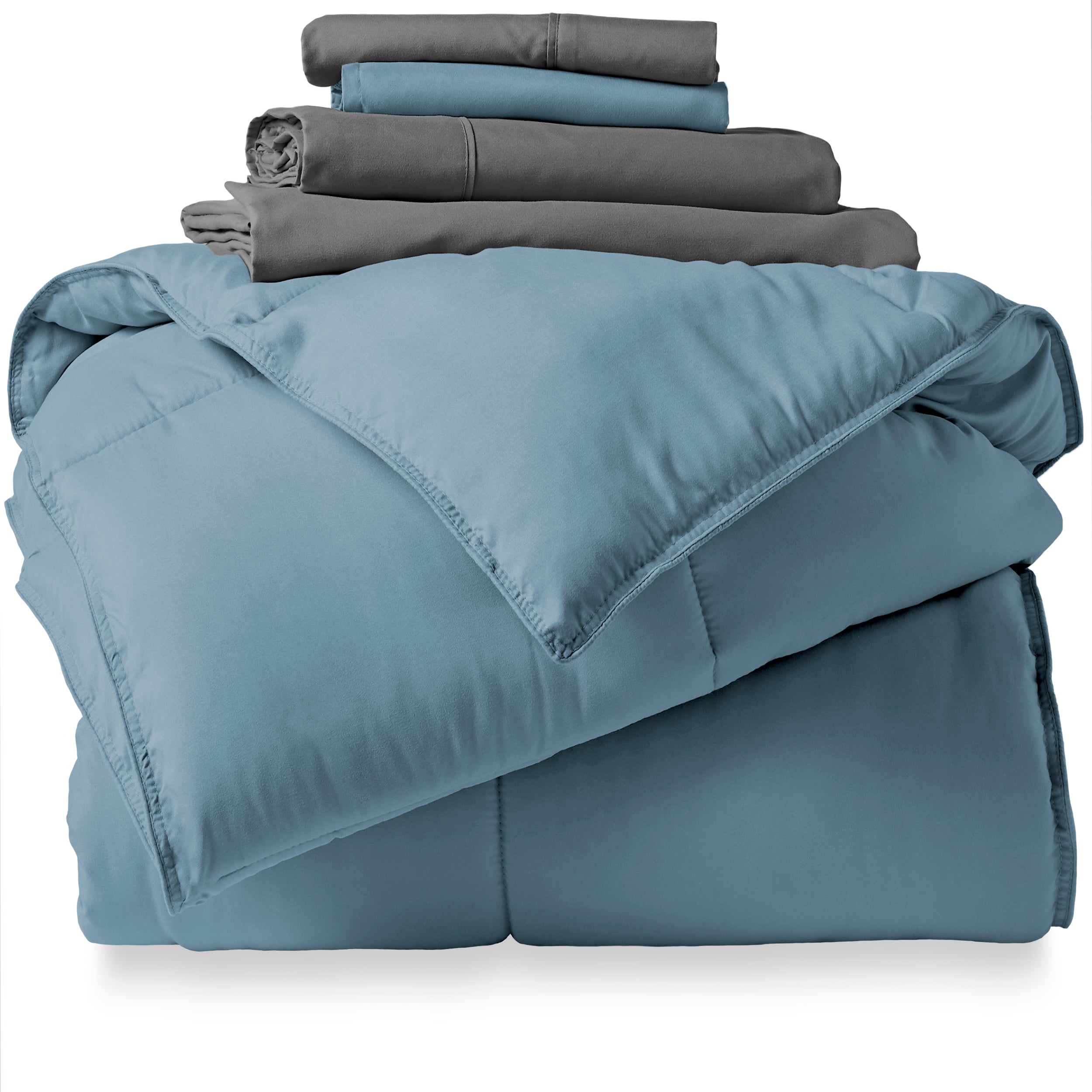 Coronet Blue Comforter Grey Sheets Bed-in-a-bag