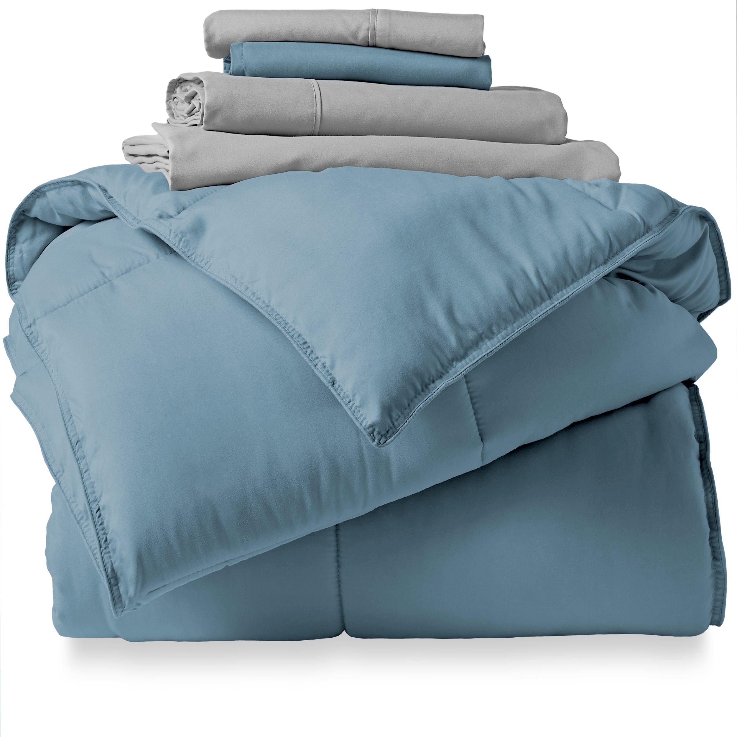 Coronet Blue Comforter Light Grey Sheets Bed-in-a-bag