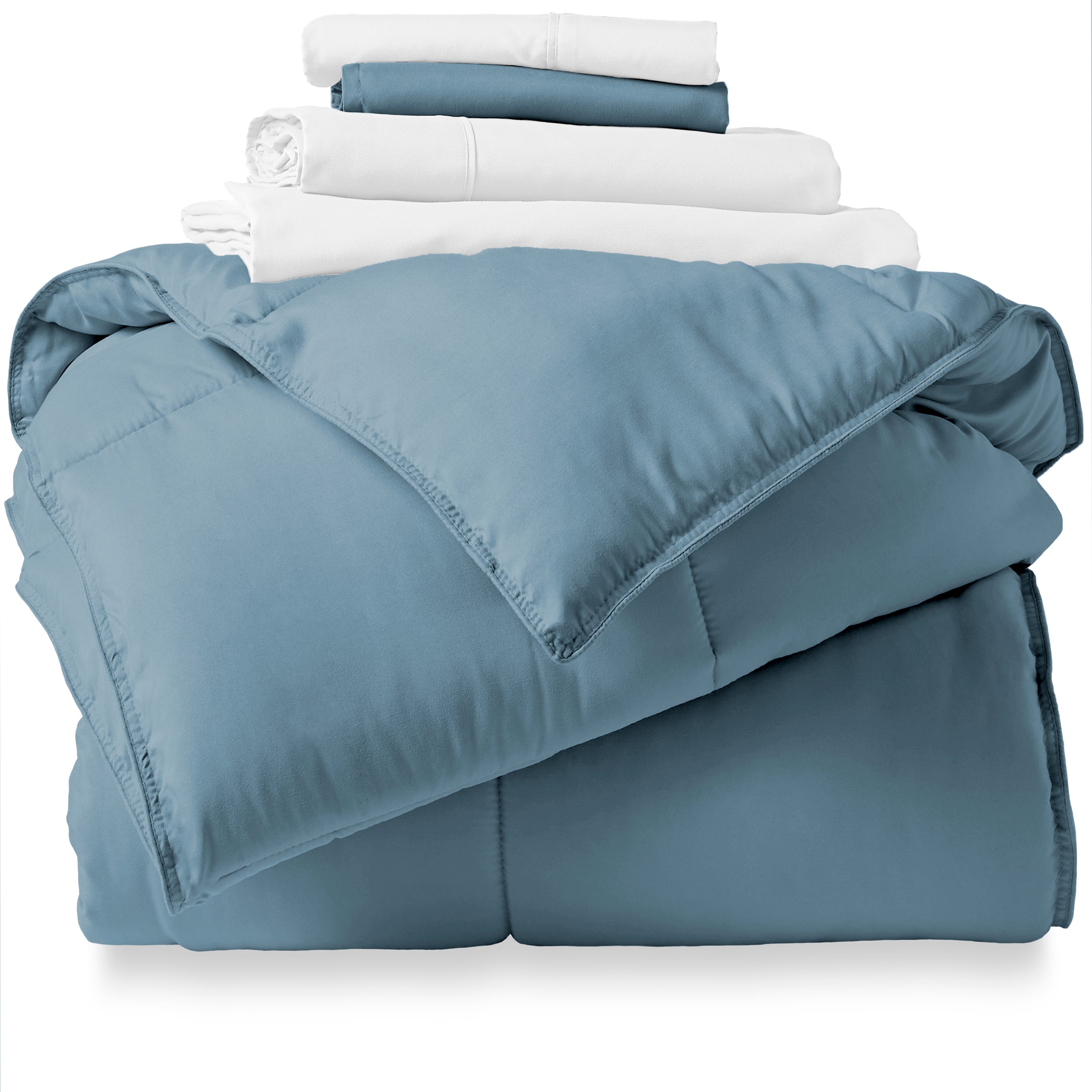 Coronet Blue Comforter White Sheets Bed-in-a-bag