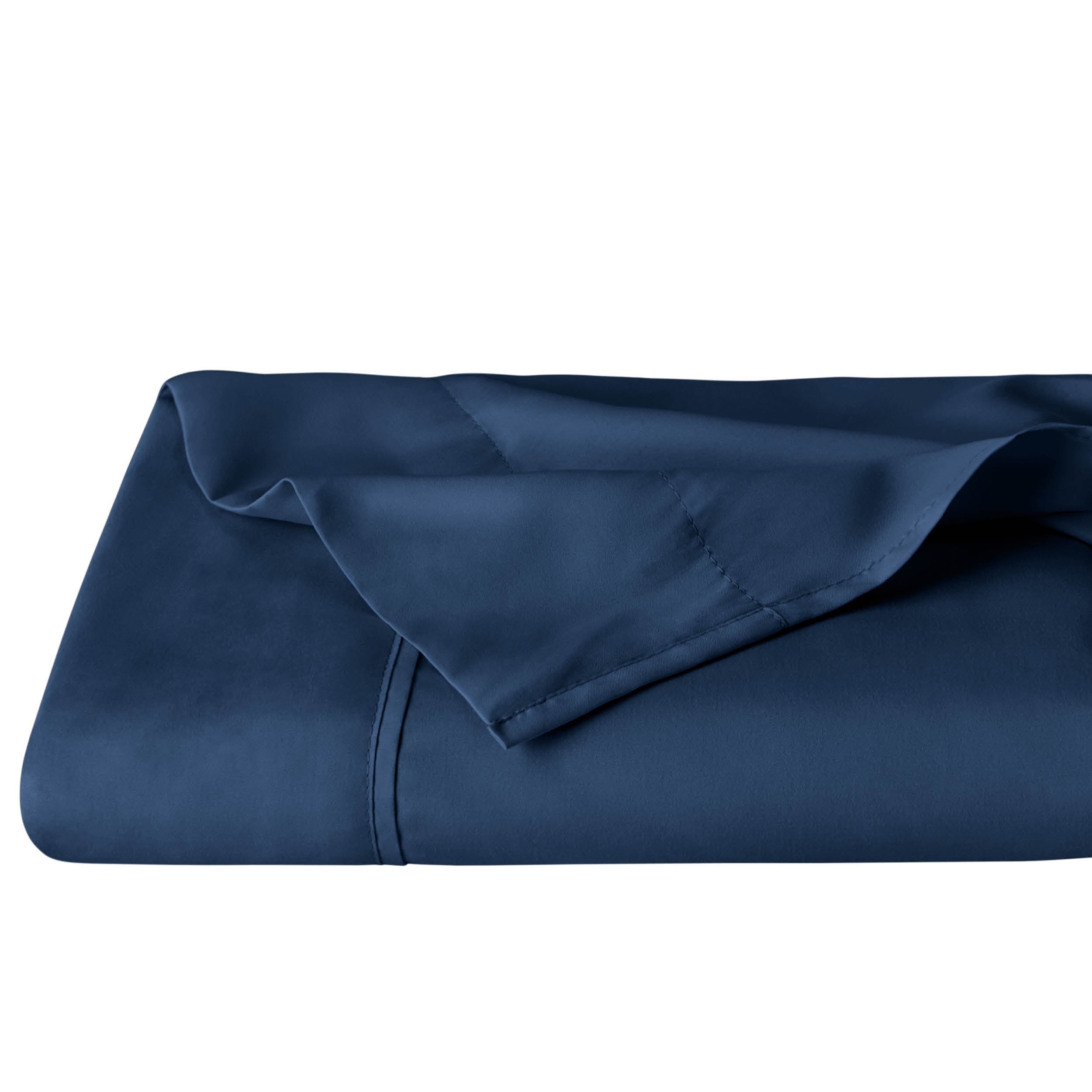 Dark blue microfiber flat sheet folded