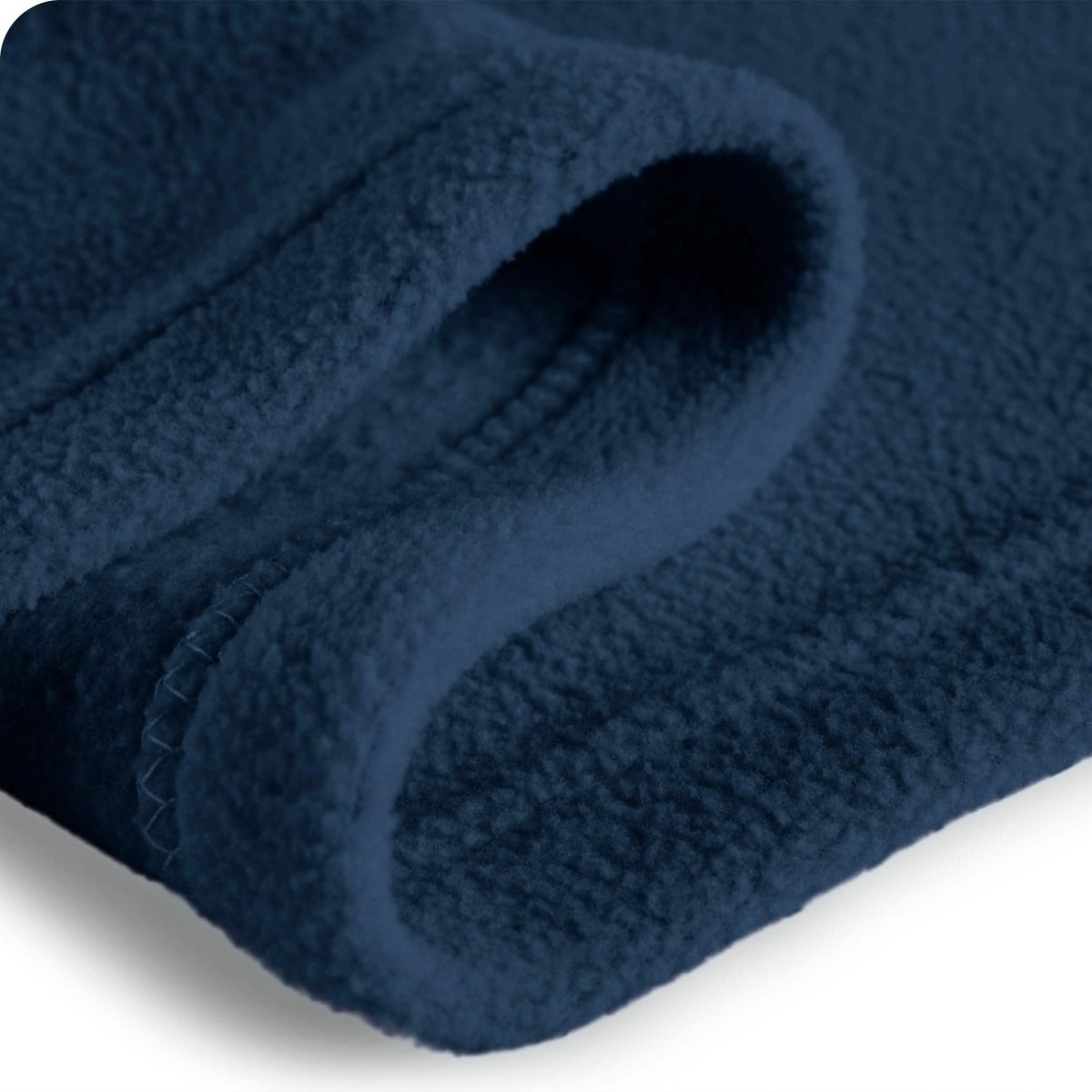 Close up of the edge on the polar fleece blanket