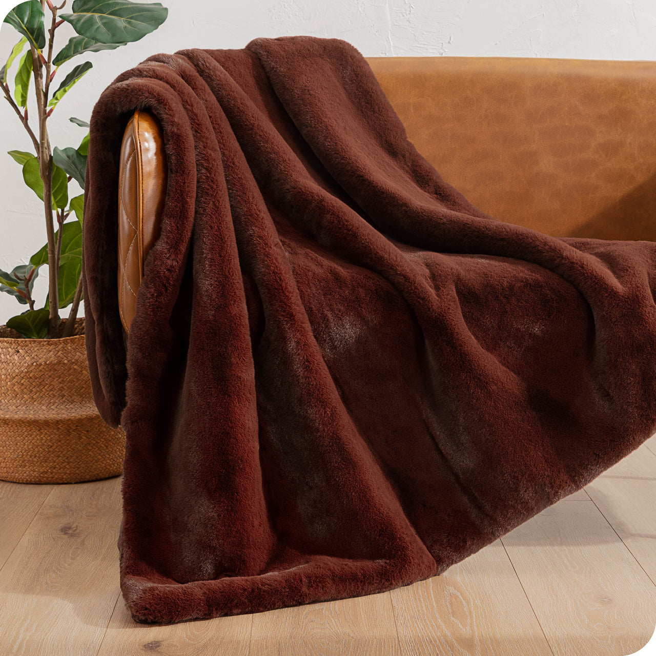 Bare Home Faux Fur Blanket 47 inch x 60 inch - Ultra Soft Fleece, Throw, Dark Grey, Gray