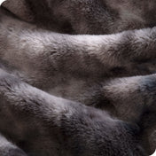 Close up showing the texture of faux fur blanket