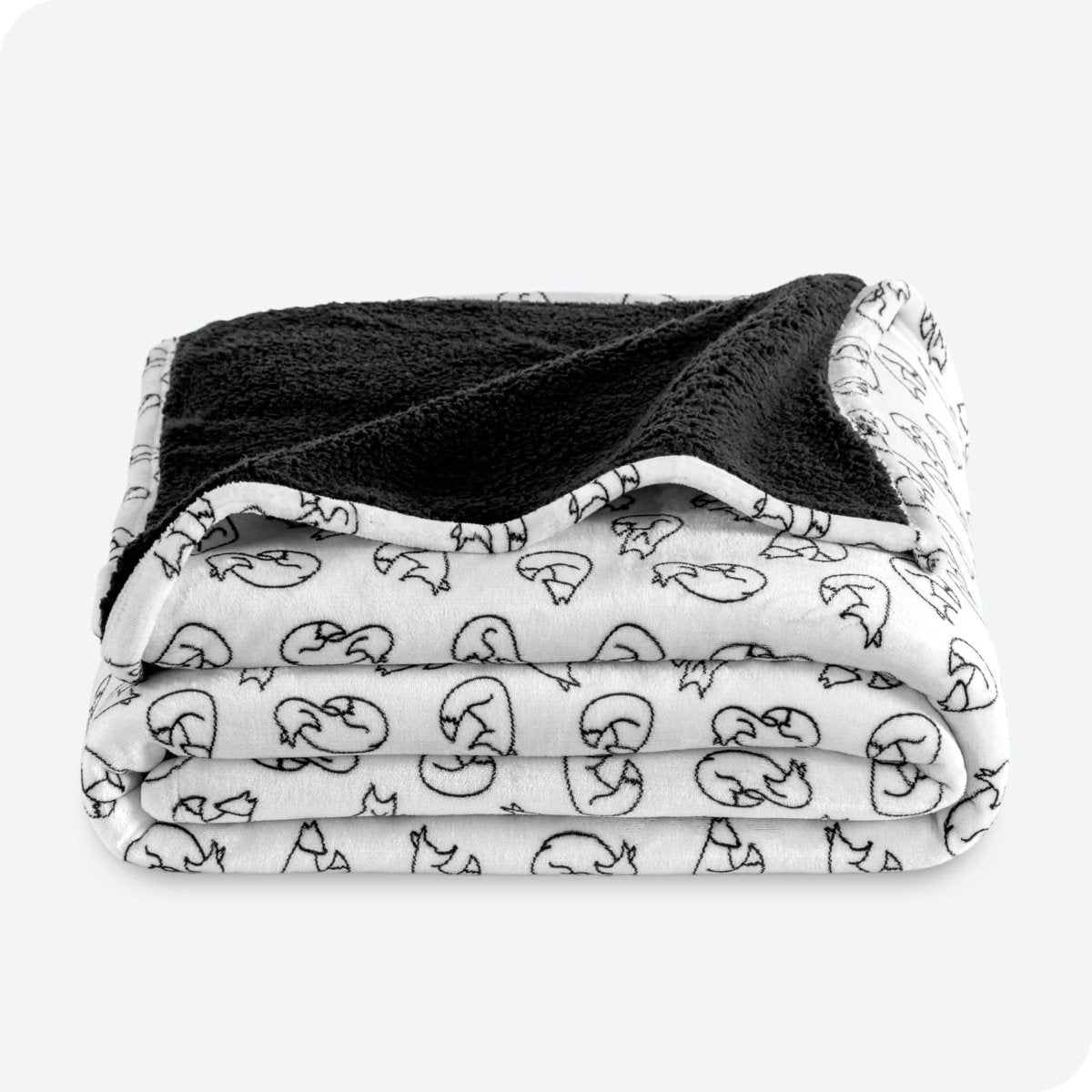 Feelin' Foxy White Black Fox Sherpa Blanket