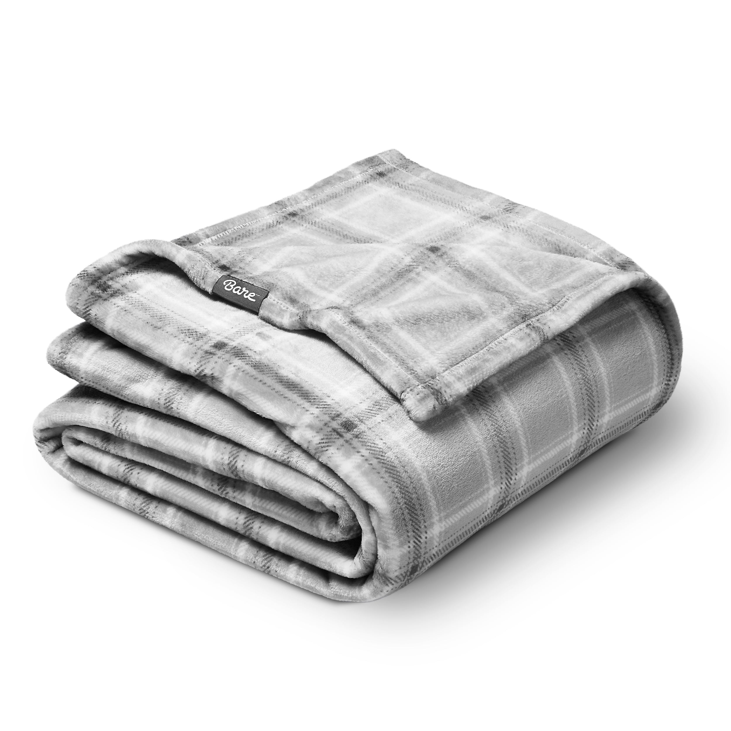 Plaid microplush blanket folded neatly