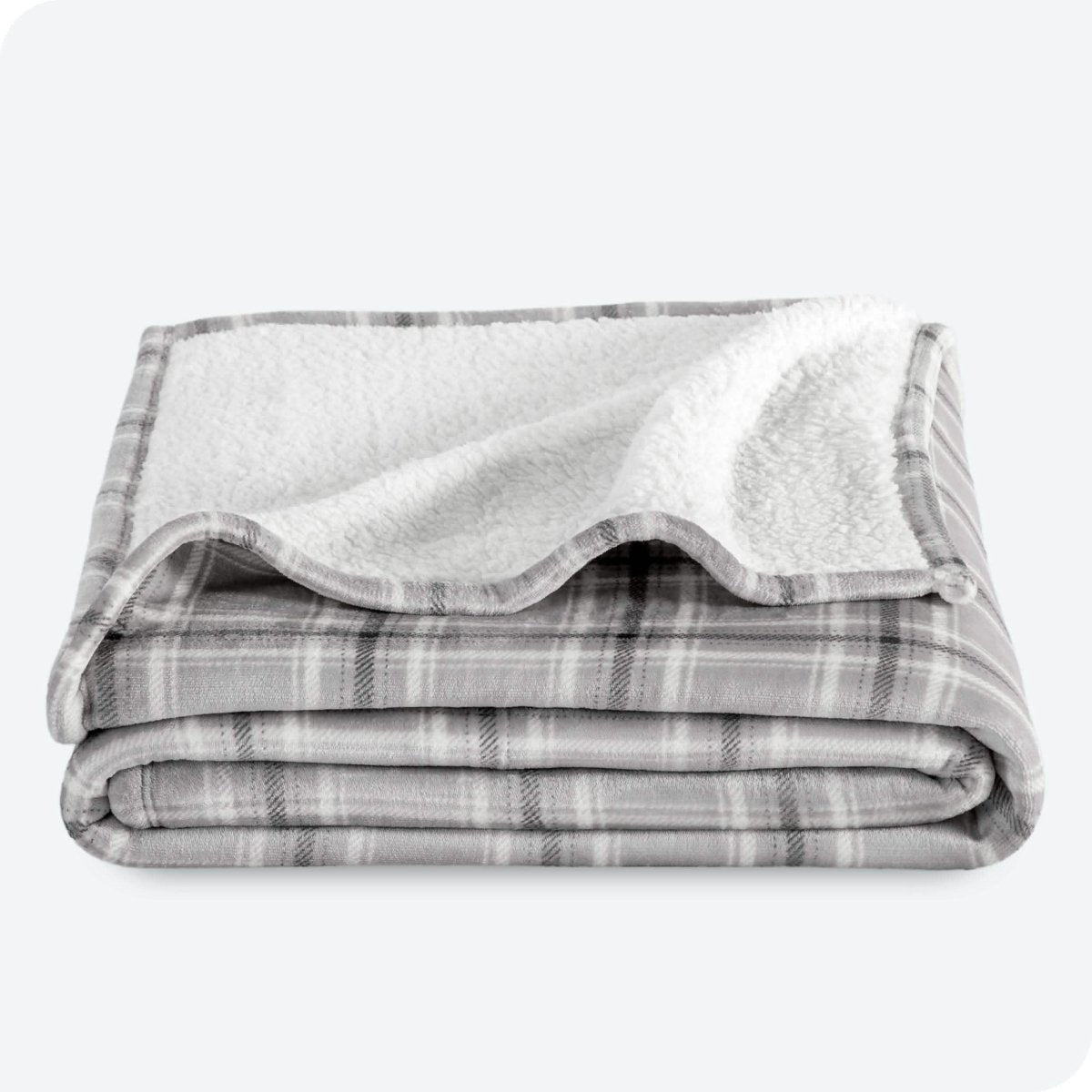 Tartan Plaid Grey Sherpa Blanket