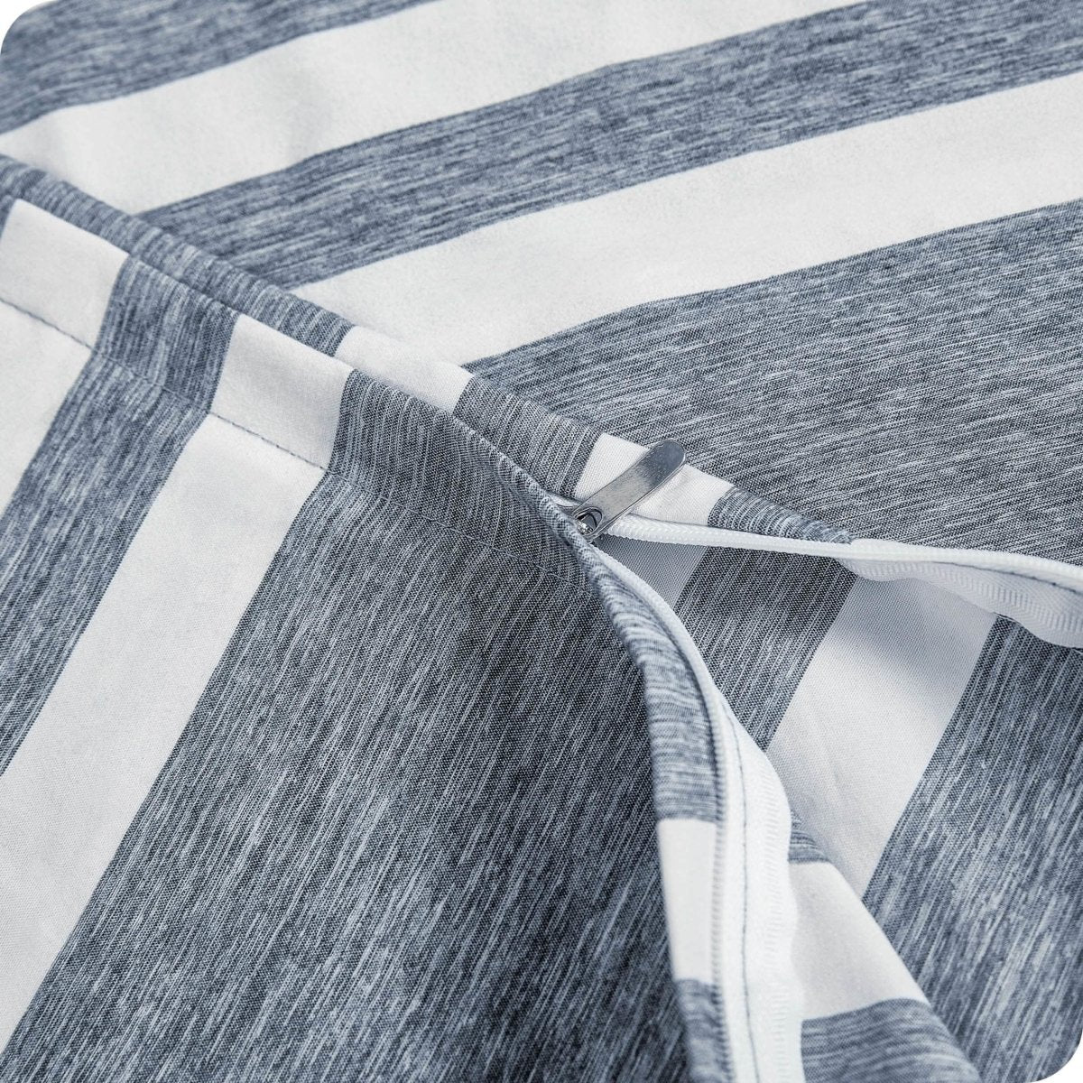 A close view of a microfiber duvet cover zip area.
