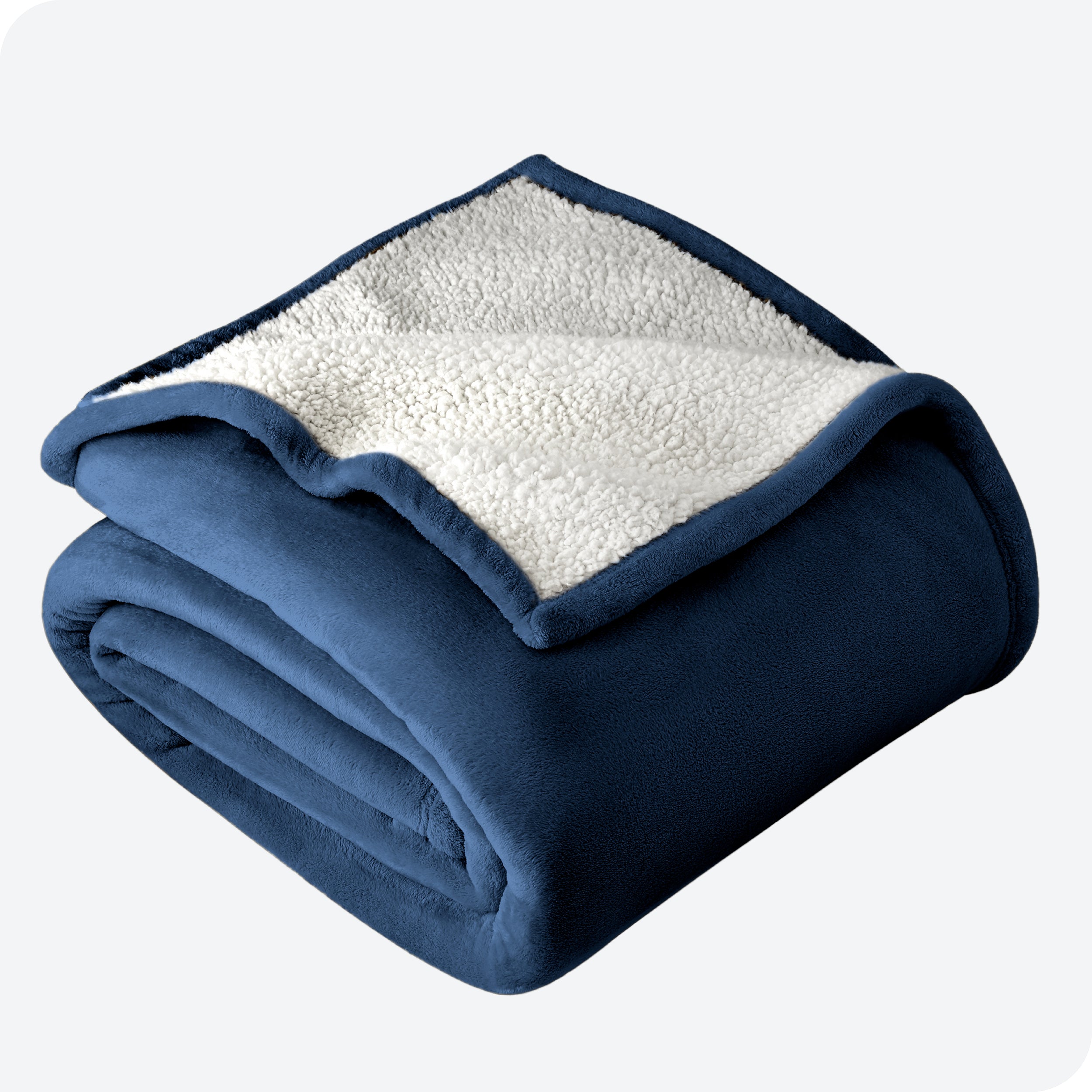 Dark Blue Sherpa Blanket folded