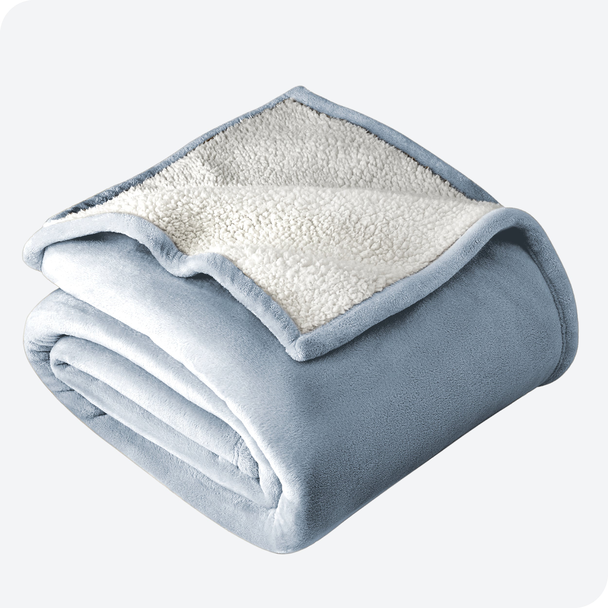 Dusty Blue Sherpa Blanket folded