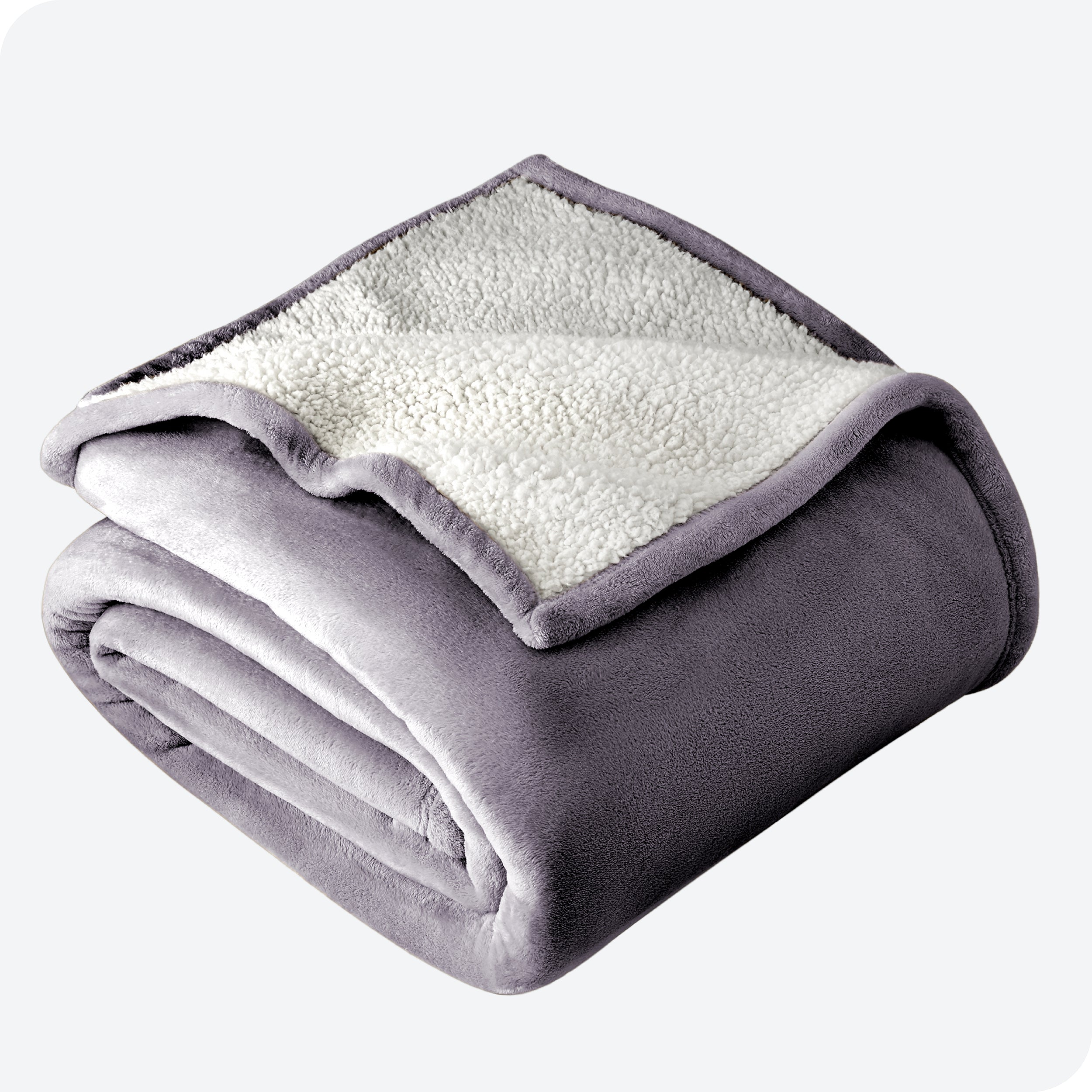 Dusty Purple Sherpa Blanket folded