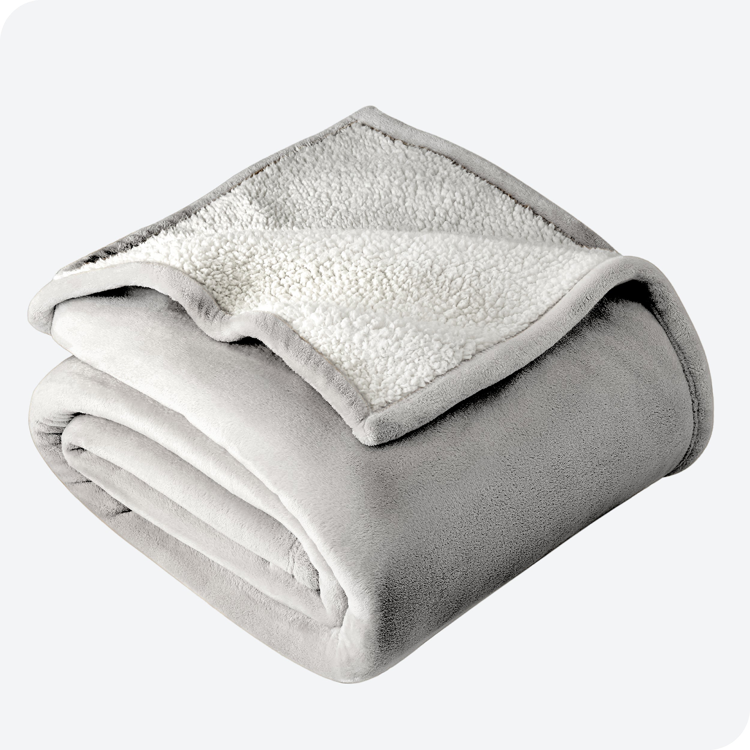 Light Grey Sherpa Blanket folded