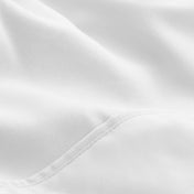 A close up view of a white microfiber bed sheet.