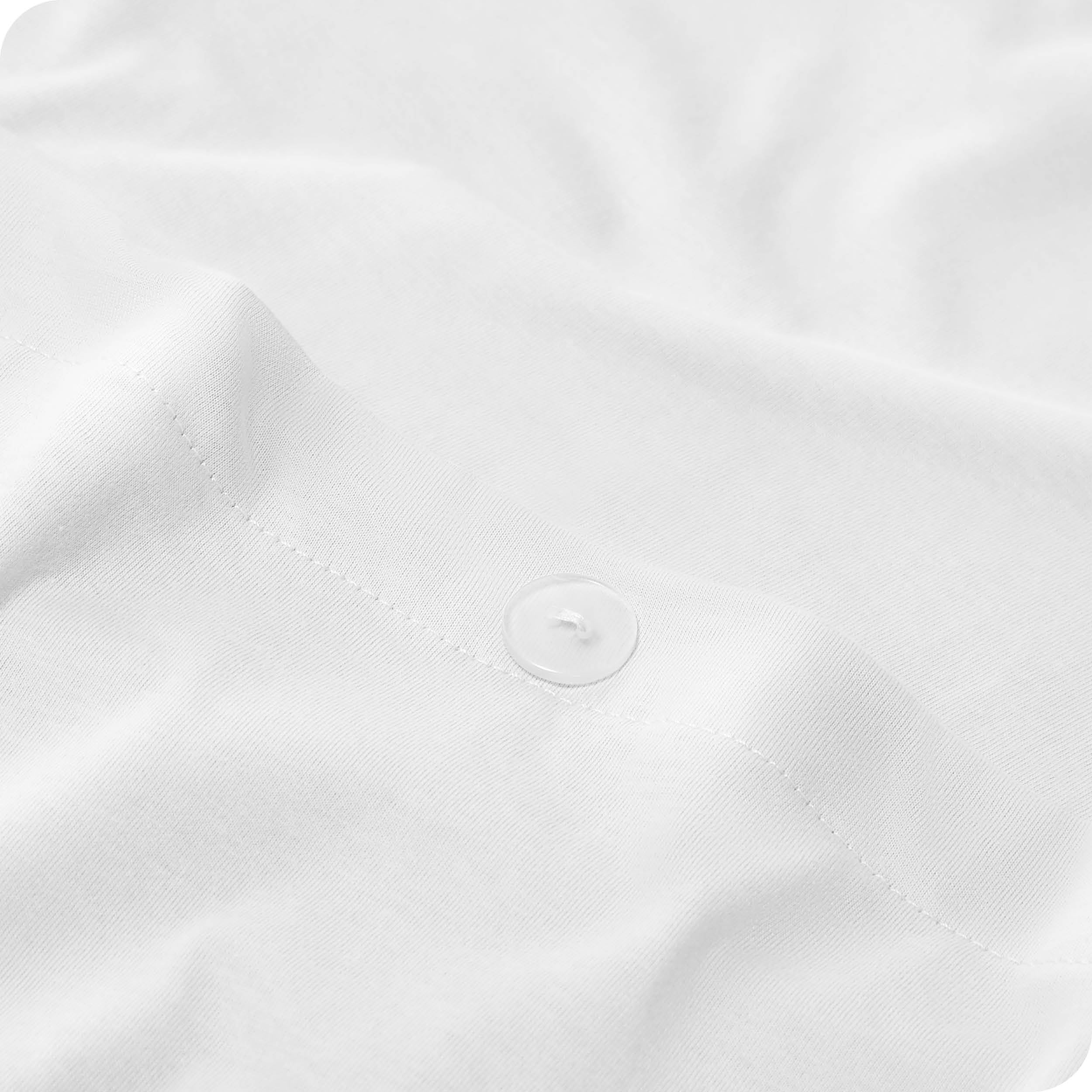 Close up of a button on the duvet cover