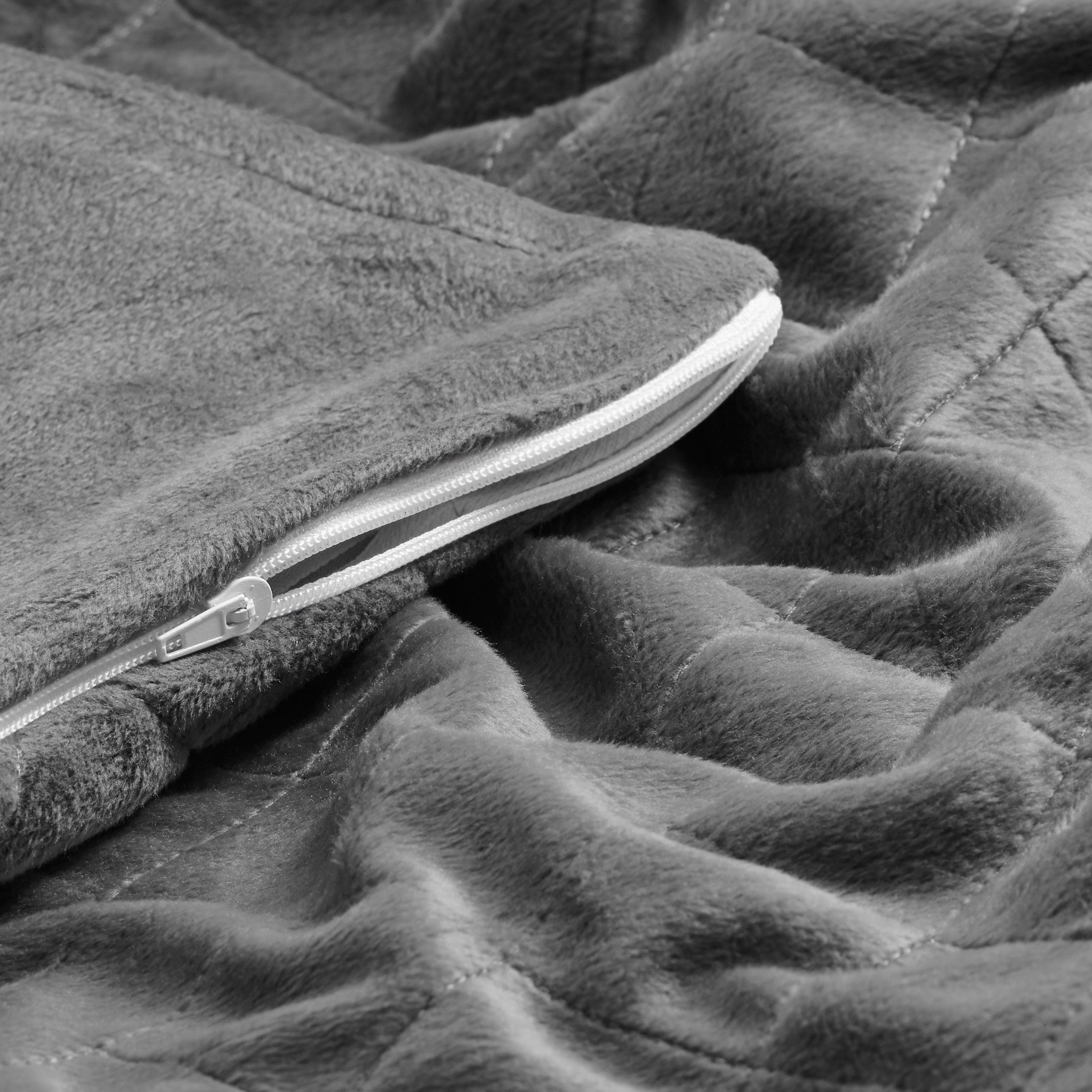 Close in view showing the zipper on the weighted blanket cover