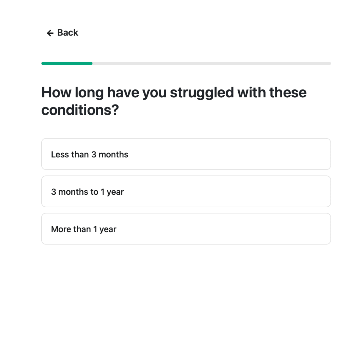 A short health questionnaire shown during checkout.